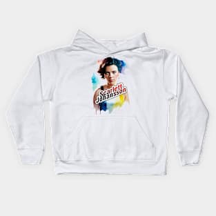 scarlett ingrid johansson watercolor hand drawing graphic design and illustration by ironpalette Kids Hoodie